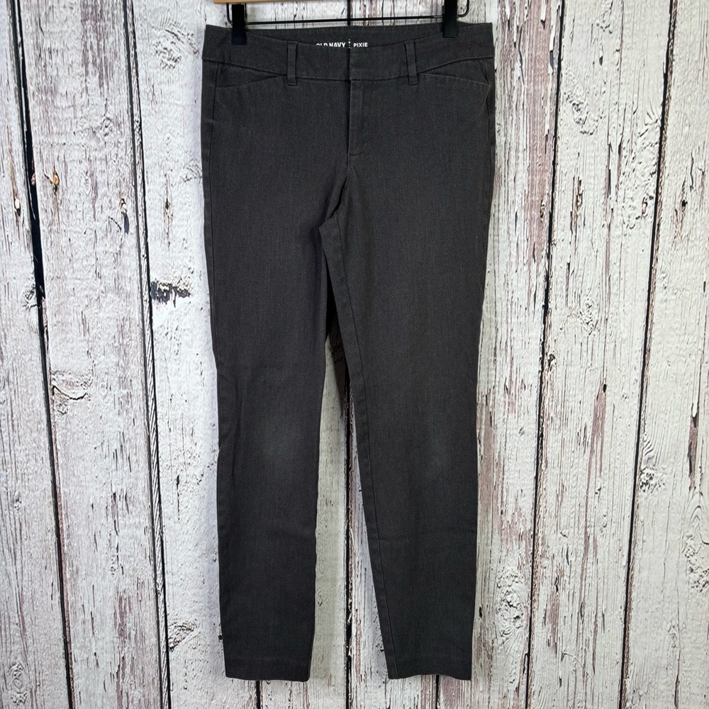 Old Navy Gray Grey Pixie Mid-Rise Skinny Dressy Pants Size‎ 4 Cotton Blend 28.5”